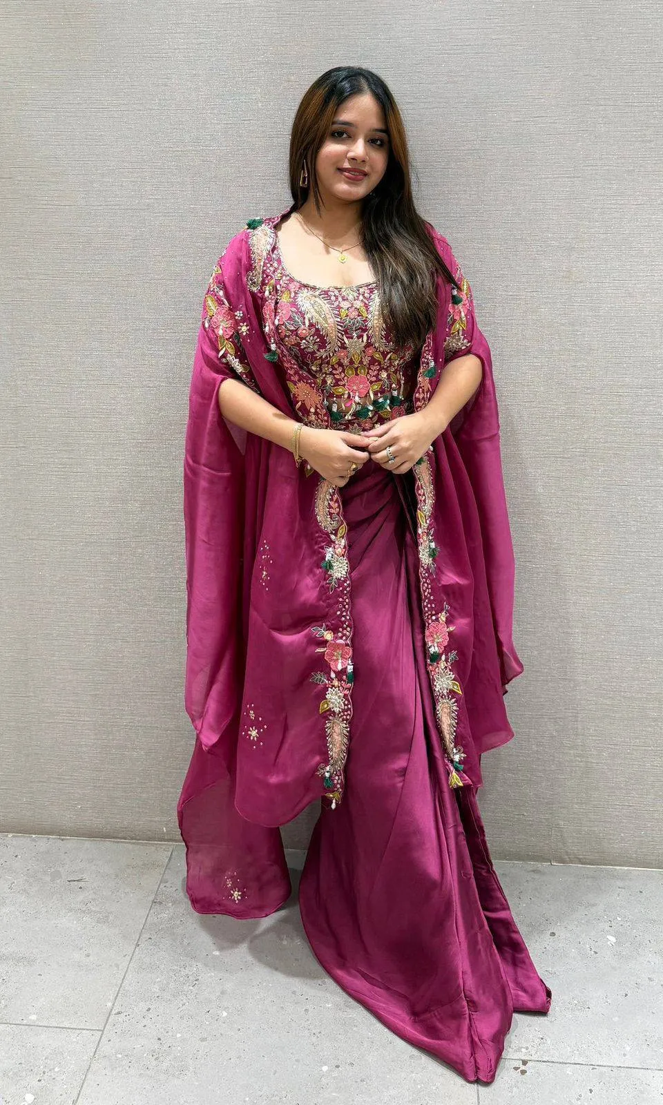 BV 425 Rangoli Silk Saree With Dhoti Shrug Style for woman