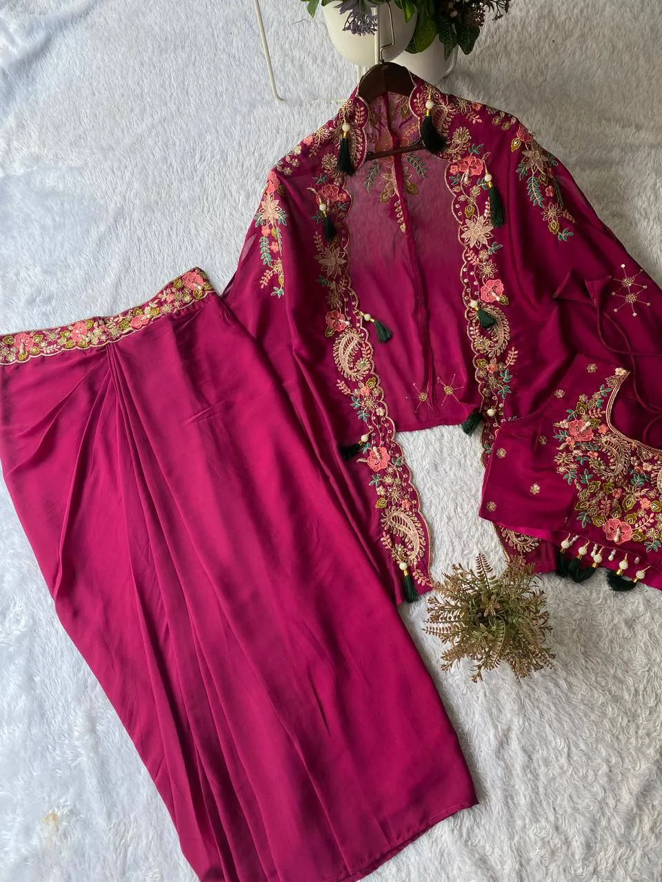 BV 425 Rangoli Silk Saree With Dhoti Shrug Style for woman