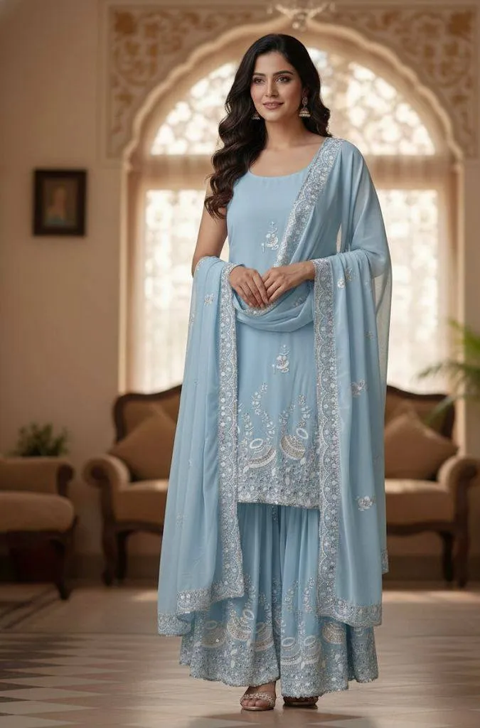 BV 430 Georgette Salwar Suit With Embroidery Work for woman