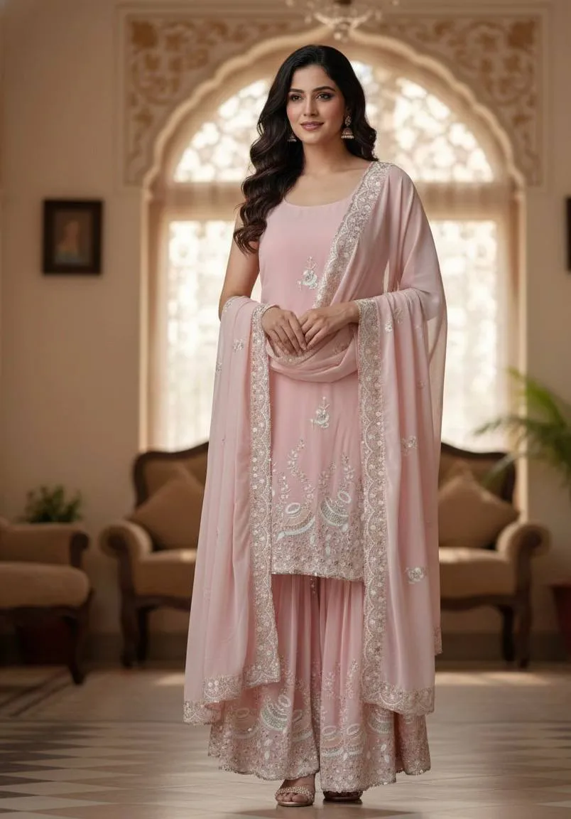 BV 430 Georgette Salwar Suit With Embroidery Work for woman