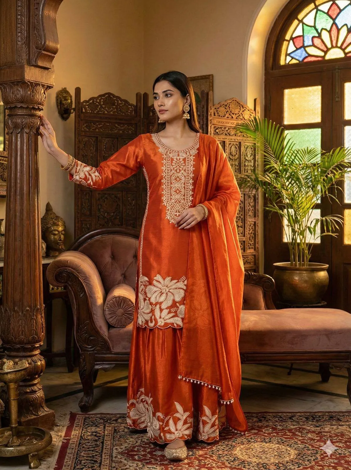 BV 442 Jimmy Choo Sharara Suit With Embroidery Work for woman