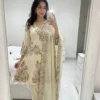 BV 449 Fendy Silk White Kurti Pant With Dupatta Sequence Embroidery Work for woman