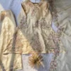 BV 449 Fendy Silk White Kurti Pant With Dupatta Sequence Embroidery Work for woman