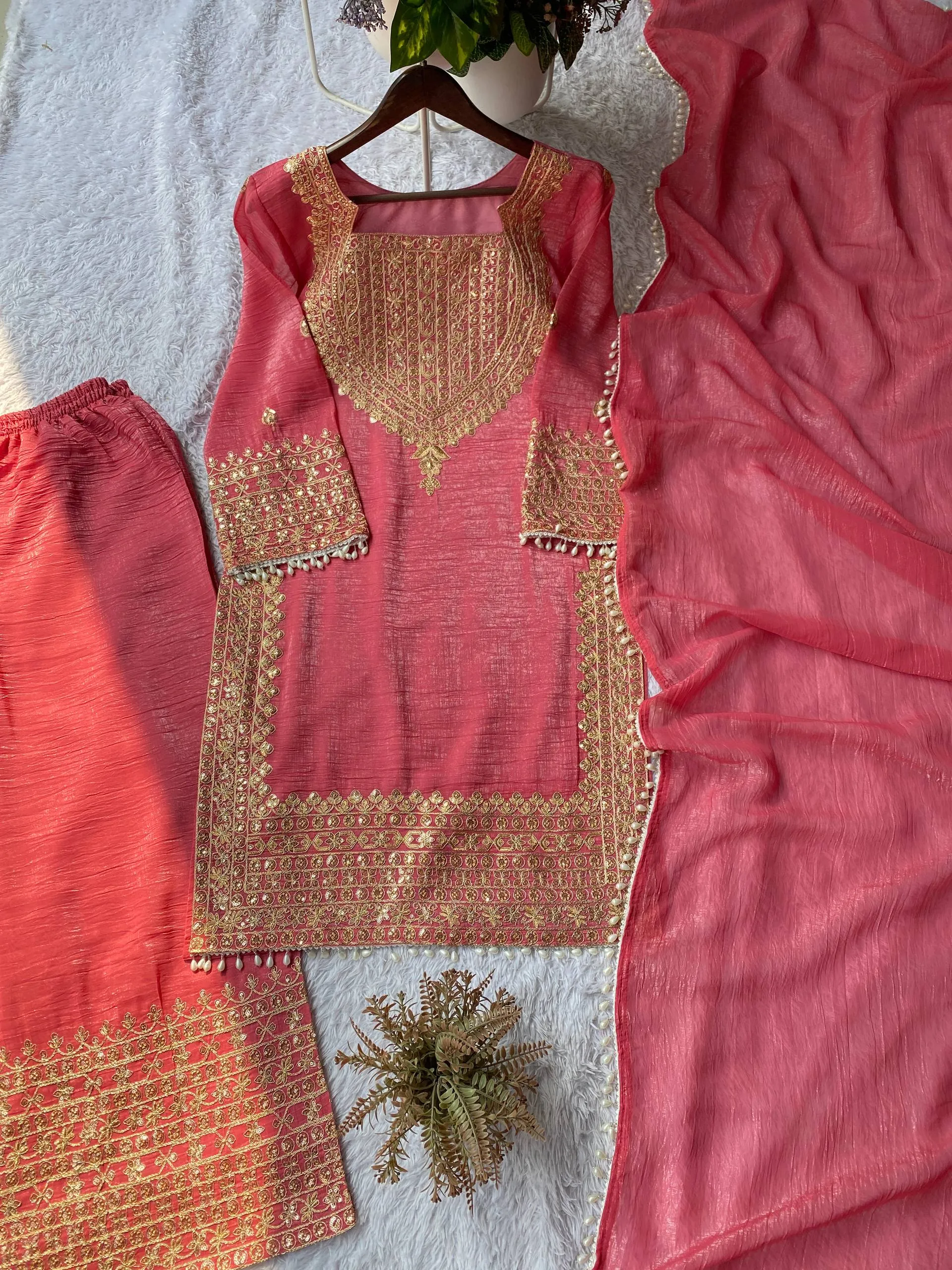 BV 451 Crunchy Silk Readymade Salwar Suit With Embroidery Work for woman