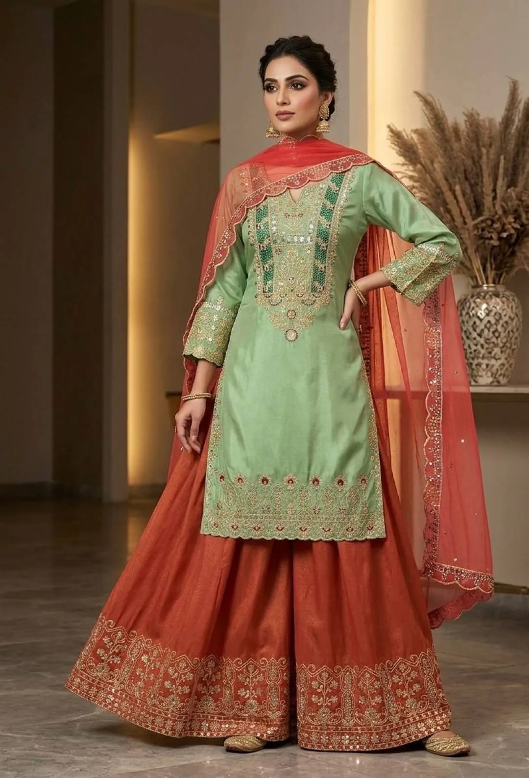 BV 457 Cos-Moss Cording Sequence Sharara Suit for woman