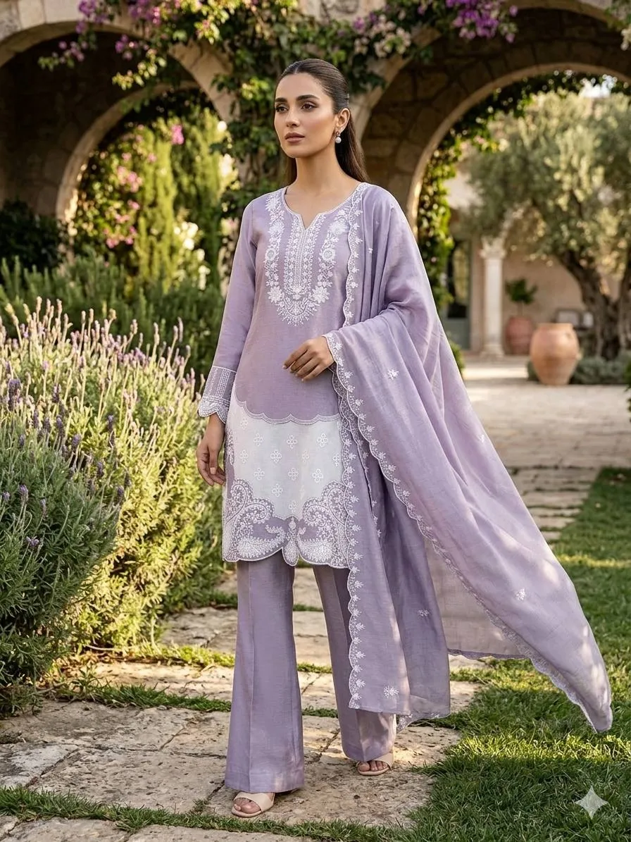 BV 459 Air Tex Chinon Designer Embroidery Readymade Dress for woman