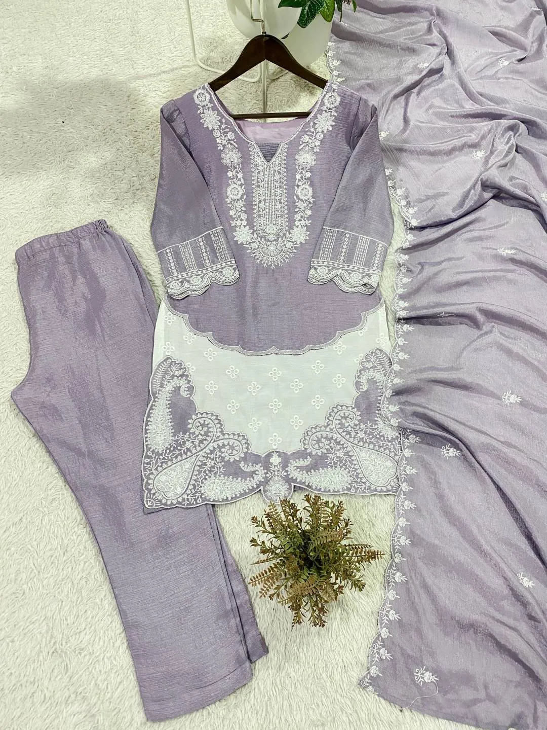BV 459 Air Tex Chinon Designer Embroidery Readymade Dress for woman
