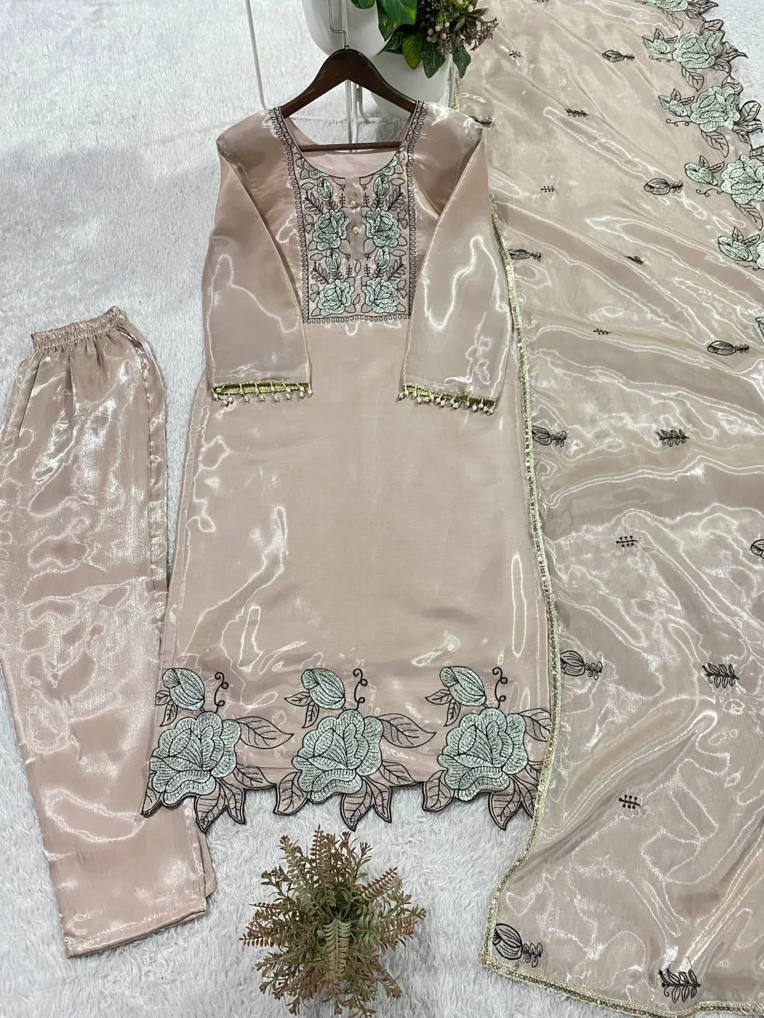 BV 464 Jimmy Choo Embroidery Work Readymade Dress for woman gray