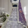 DKT 5018 Lavender Net Sequins Embroidery Wedding Lehenga Choli with Designer Dupatta