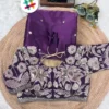 DKT 5032 Purple Satin Silk Embroidery Saree for Wedding, Party & Festive Wear