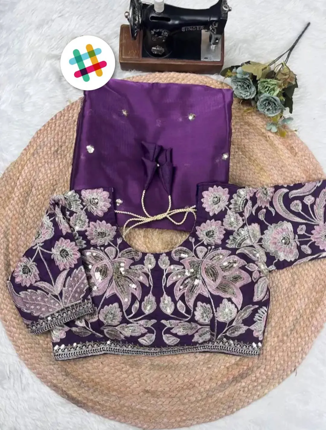 DKT 5032 Purple Satin Silk Embroidery Saree for Wedding, Party & Festive Wear