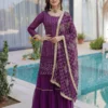 DKT 5065 Purple Georgette Embroidery Work Sharara Suit with Dupatta