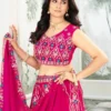 DKT 5117 Pink Chinon Silk Peddling Embroidery Wedding Lehenga Choli with Dupatta