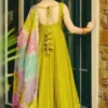 DKT 5137 Olive Green Roman Simmer Silk Festival Gown Sharara with Multicolor Dupatta