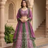 DKT 5147 Chinon Embroidery Work Wedding Lehenga Choli with Designer Dupatta – Purple & Green