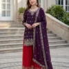 DKT 5158 Purple Chinon Silk Embroidered Sharara Suit with Designer Dupatta for Festive & Party Wear
