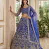 DKT 5159 Royal Blue Net Embroidery Work Wedding Lehenga Choli with Designer Dupatta