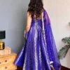 DKT 5165 Royal Blue Viscose Jacquard Banarasi Silk Festival Gown with Dupatta for Women