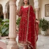 DKT 5170 Red Fandy Silk Embroidery Work Anarkali Suit with Dupatta Raksha Bandhan Gown