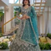 DKT 5172 Dark Teal Heavy Embroidery Wedding Lehenga Choli with Net Dupatta