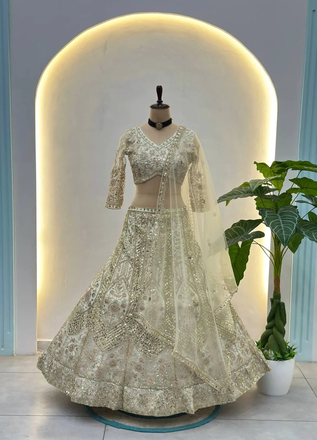 DKT 5172 Ivory White Heavy Embroidery Bridal Lehenga Choli for Wedding & Reception Wear