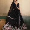 Kiara Black Georgette Lehenga Choli with Heavy Floral Embroidery Designer Party Wear Lehenga for Women