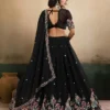 Kiara Black Georgette Lehenga Choli with Heavy Floral Embroidery Designer Party Wear Lehenga for Women