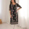 Kiara Black Georgette Floral Embroidered Kurti for Women with Lucknowi Chikankari Style Party Wear Design
