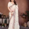 Kiara Gucci Fendy Chiffon Silk Saree with Heavy Embroidery Border Designer Party Wear Collection