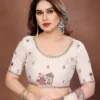 Kiara Gucci Fendy Chiffon Silk Saree with Heavy Embroidery Border Designer Party Wear Collection