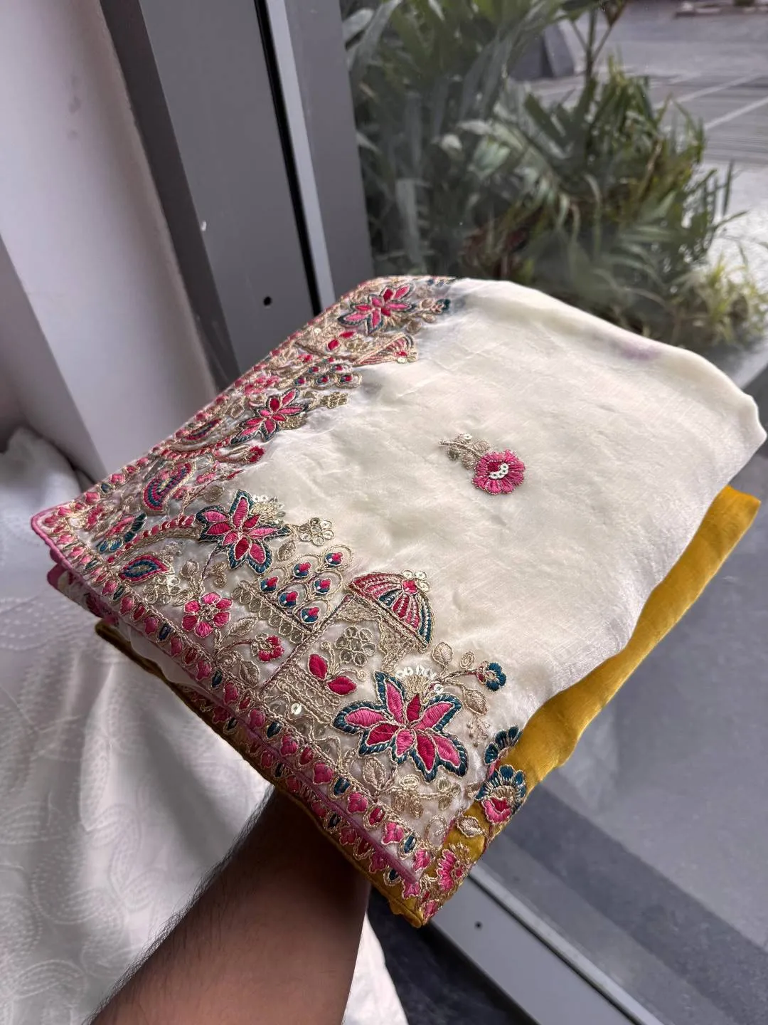 Kiara Gucci Fendy Chiffon Silk Saree with Heavy Embroidery Border Designer Party Wear Collection
