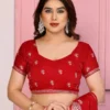 Kiara Hammers2 Red Chiffon Silk Embroidery Saree for Women – Designer Party Wear Wedding Saree with Heavy Embroidered Border & Blouse