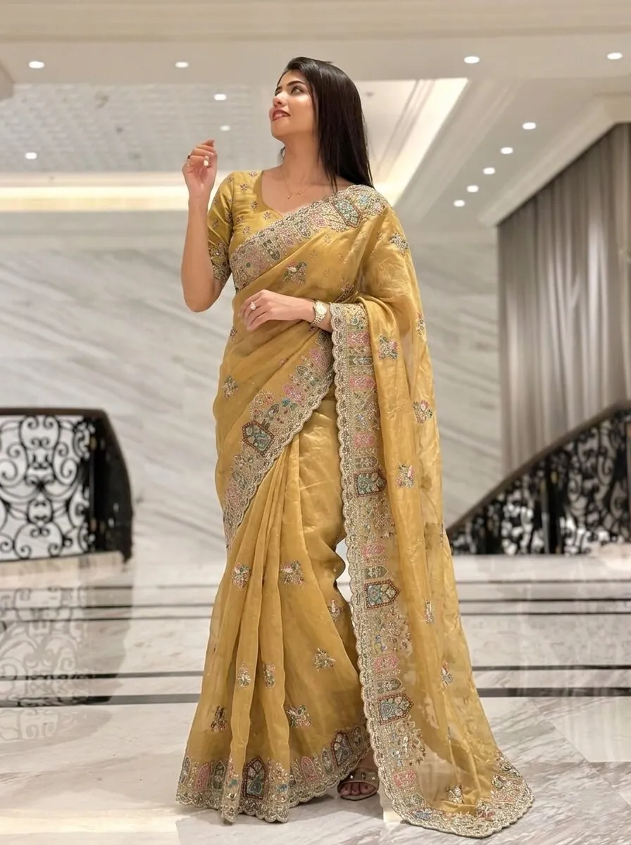 Kiara Herons3 Space Silk Saree with Heavy Embroidery Work Designer Party Wear Wedding Collection