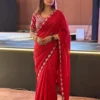 Kiara Marvel Fendy Satin Silk Saree with Heavy Embroidery Work Designer Wedding & Party Wear Collection