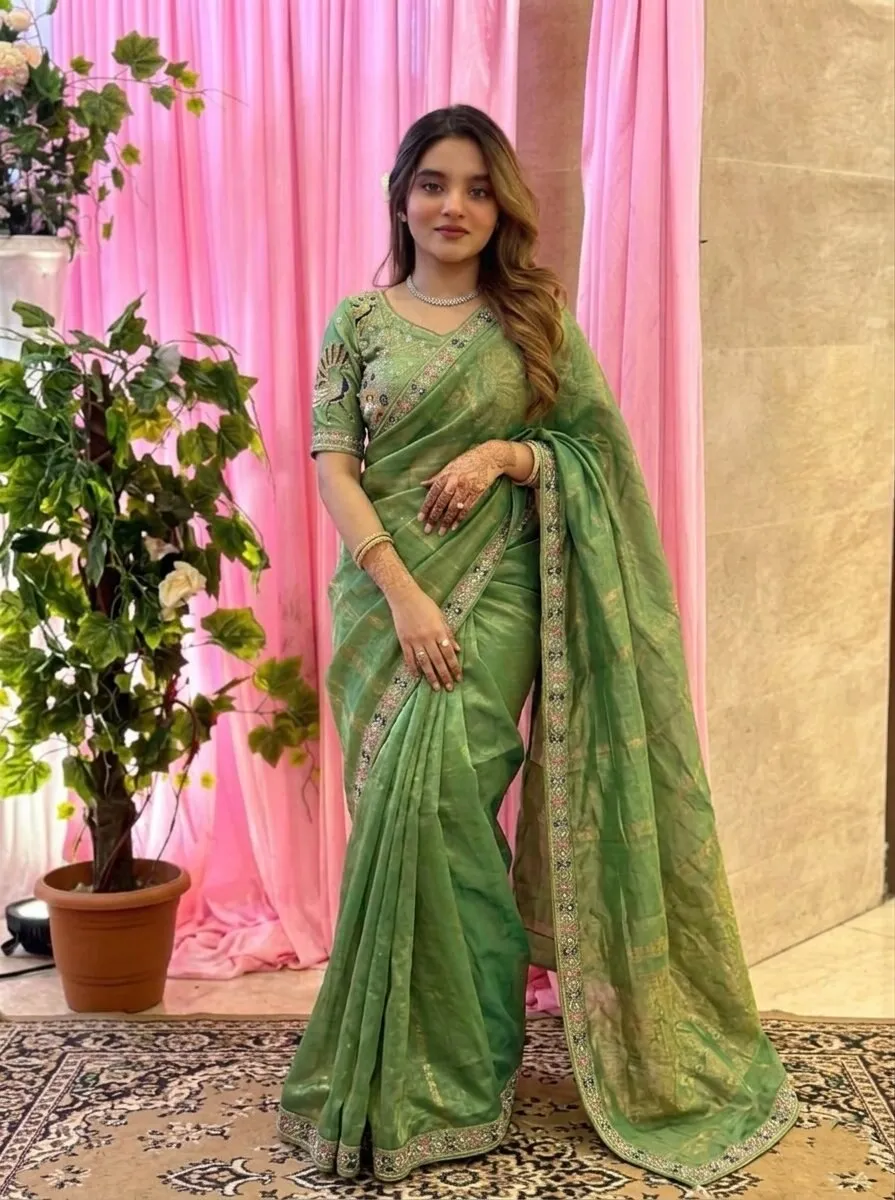 Kiara Surali Satin Silk Saree with Fancy Embroidery Border Designer Party Wear Collection
