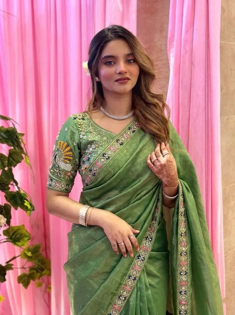 Kiara Surali Satin Silk Saree with Fancy Embroidery Border Designer Party Wear Collection