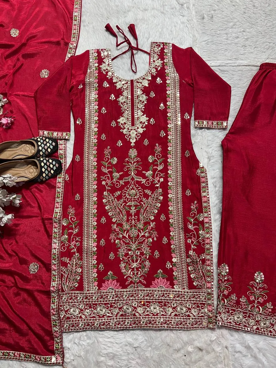 NFD 5062 Chinon Silk Embroidery Readymade Dress for woman