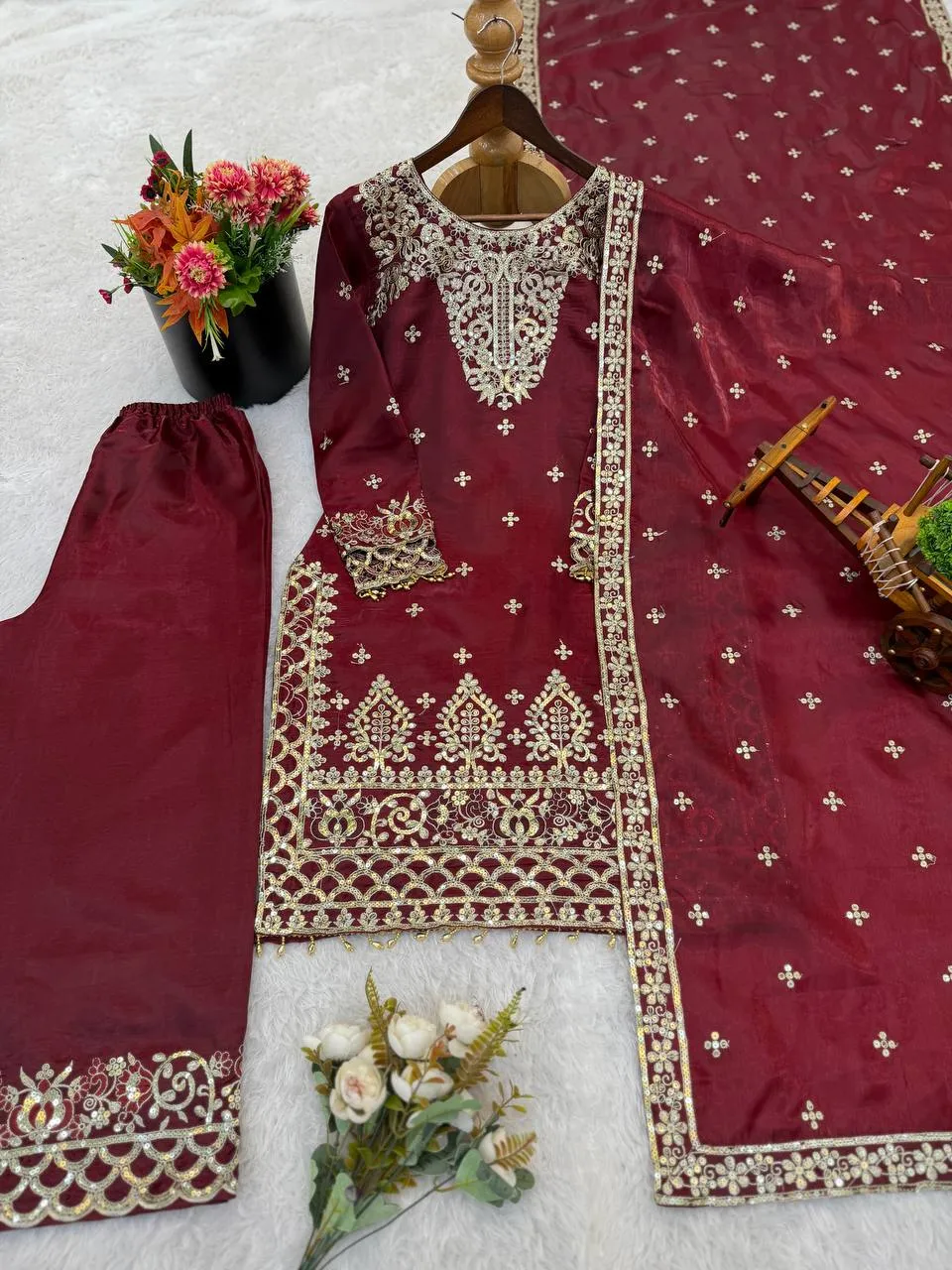 Sabina 1700 Gmy Silk Embroidery Festival Sharara Suit for woman