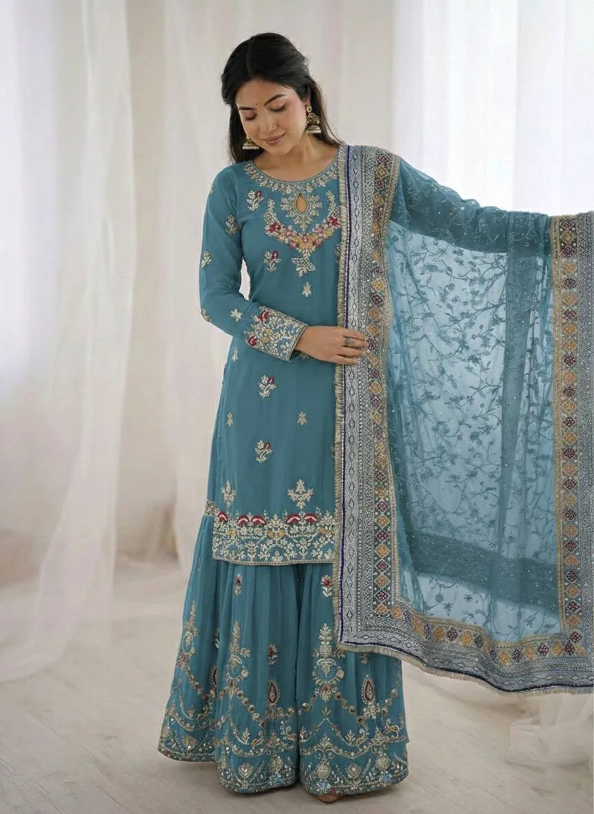 Sabina 5007 Georgette Embroidery Festival Sharara Suit for woman