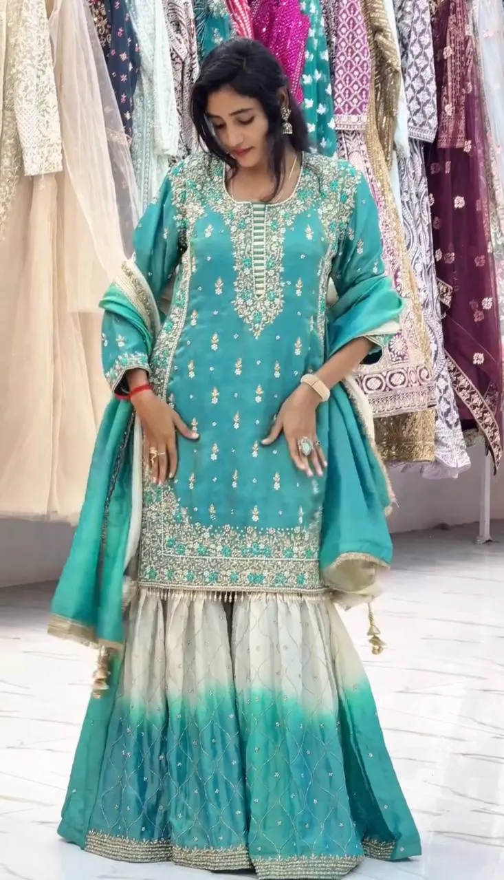 Sabina 536 Gmy Silk Designer Party Wear Sharara Suit for woman