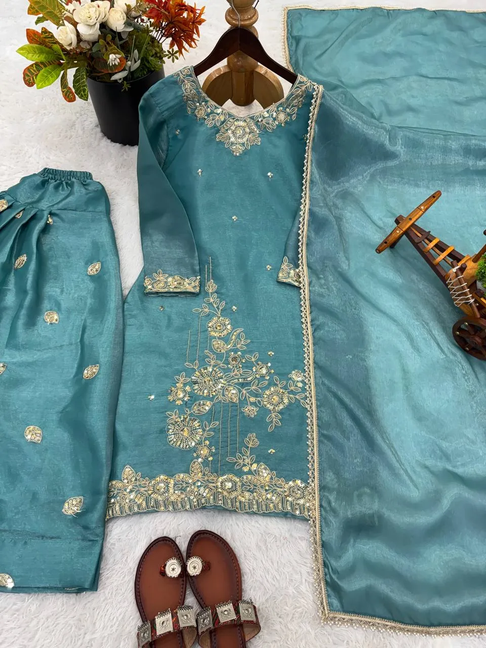 Sabina 537 GMY Silk Sky Blue Embroidery Salwar Suitm for woman