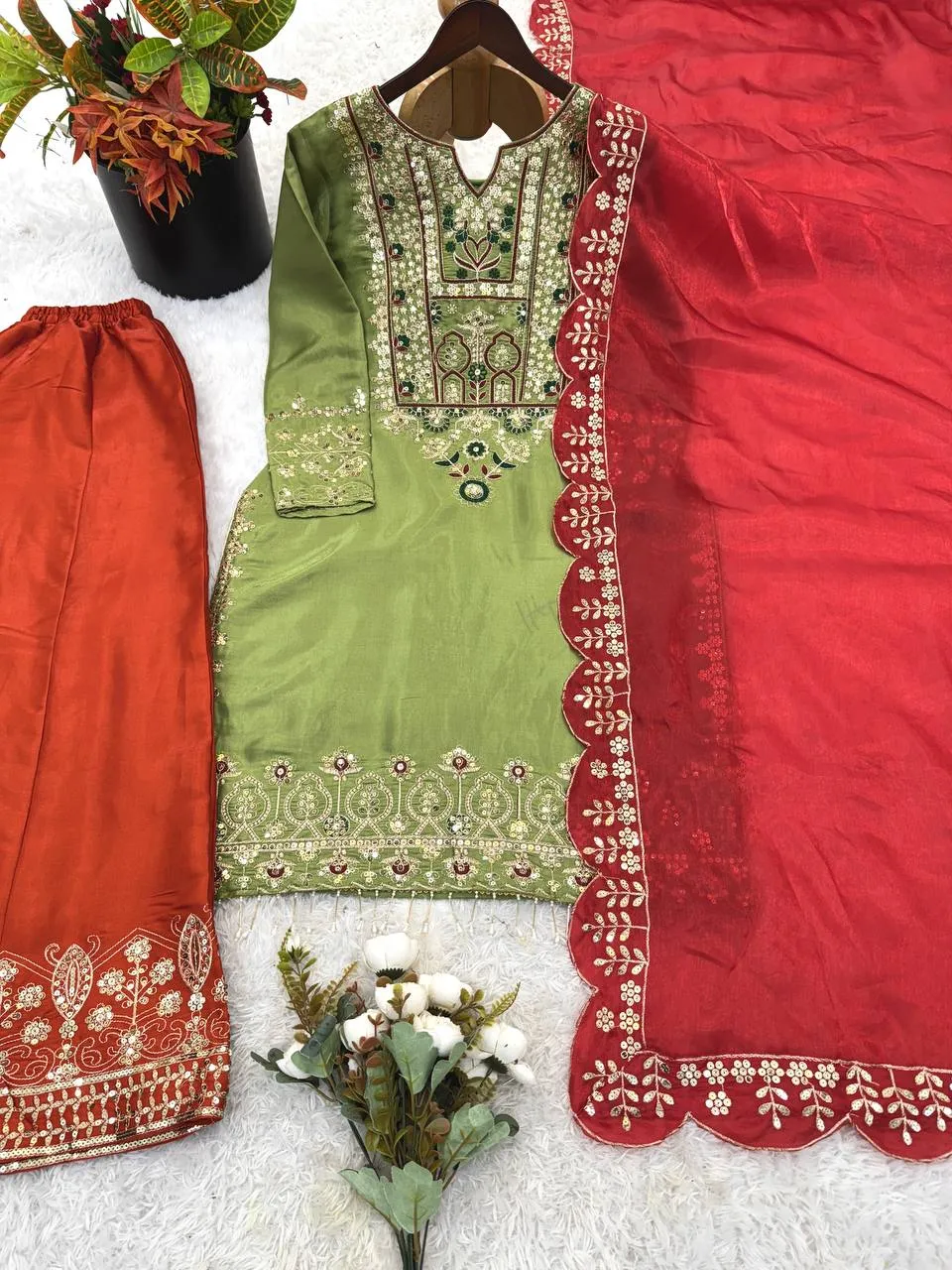 Sabina 539 Roman Glass Silk Embroidery Party Wear Sharara Suit for woman