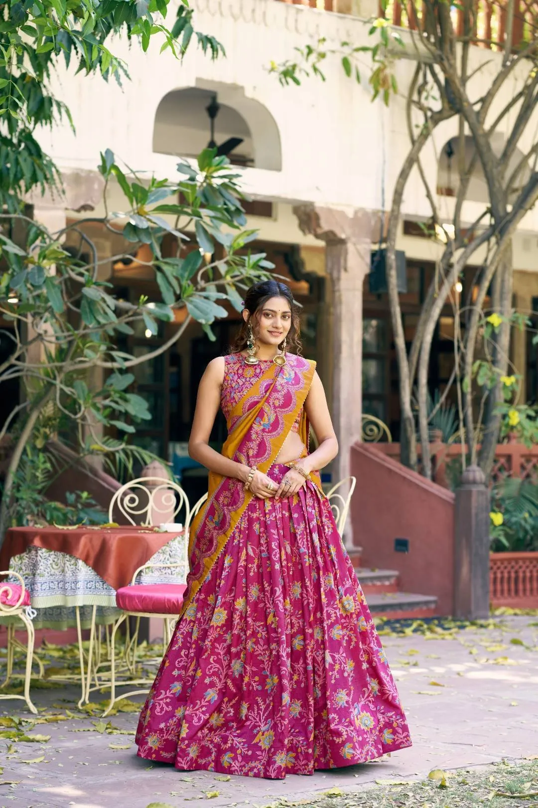 WMN 1256 Designer Pink Tasar Silk Printed Lehenga Choli for Wedding & Festive Wear