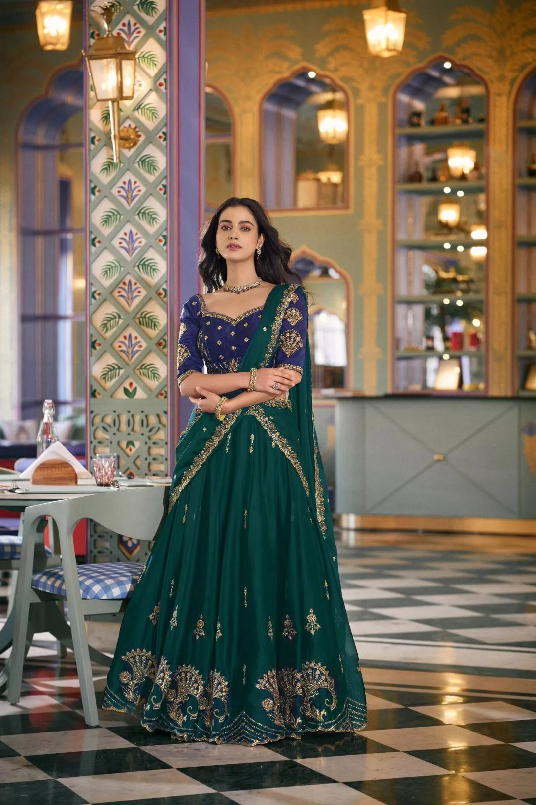 WMN 1351 Designer Green Rangoli Silk Embroidery Lehenga Choli for Wedding & Party Wear Women