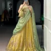 WMN 1466 Designer Yellow Moss Silk Embroidered Lehenga Choli with Dupatta for Wedding & Festive Wear