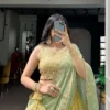 WMN 1466 Designer Yellow Moss Silk Embroidered Lehenga Choli with Dupatta for Wedding & Festive Wear