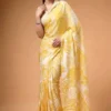 WMN 7002 Yellow Satin Silk Printed Party Wear Saree for Women – Designer Soft Silk Festive Saree
