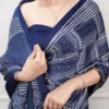 WMN 7215 Designer Navy Blue Satin Silk Printed Festival Saree for Women