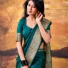WMN 7908 Premium Teal Green Mass Mello Zari Weaving Saree for Wedding & Festive Wear Women