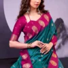WMN 8002 Designer Teal Green Poly Cotton Kalindi Zari Weaving Saree for Wedding & Festive Wear